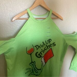 Grinch Lime Green Open Shoulder Top 2XL